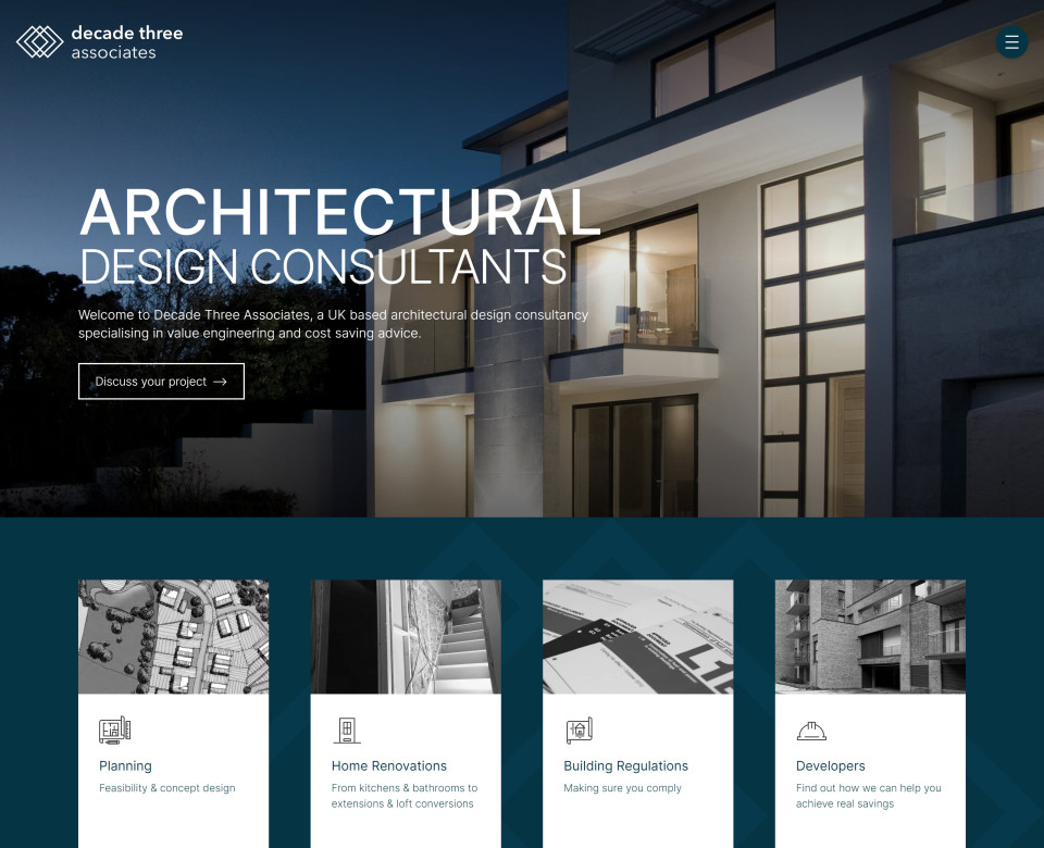 Marketing website for architectural consultants screenshot
